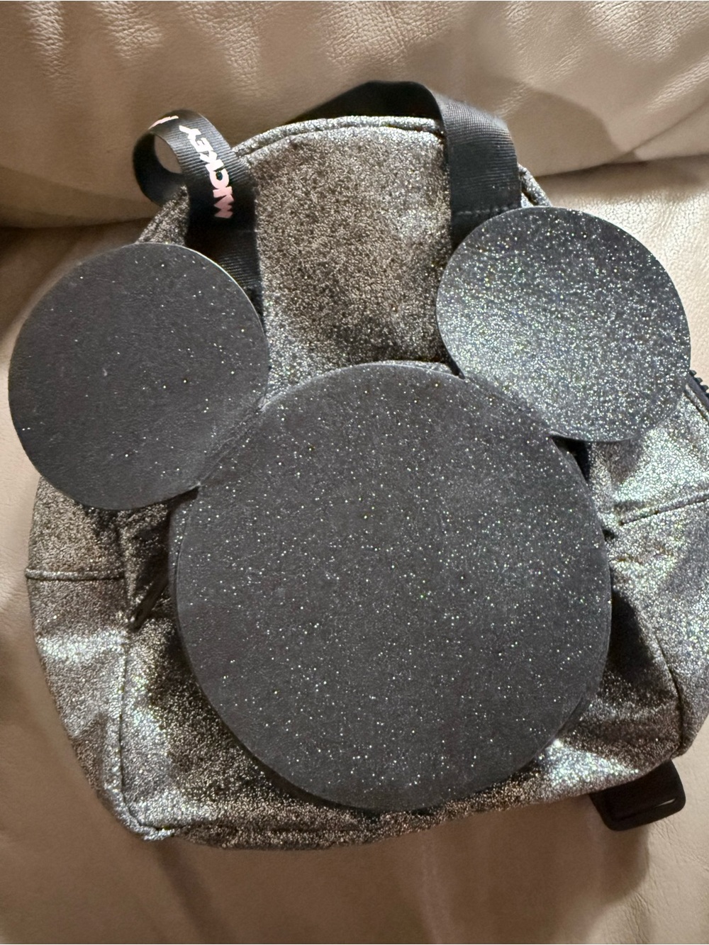 Zara Kids Glitter Ear Backpack - Black and Silver